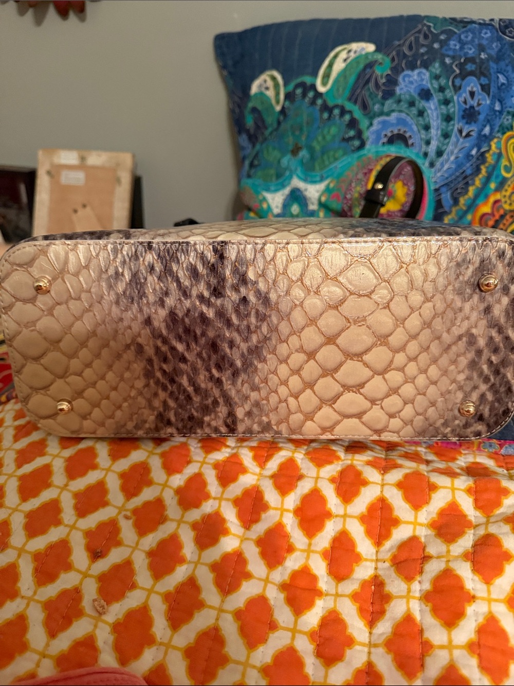 Brahmin Python-Print Tote Bag in Neutral/Black - Picture 4 of 16